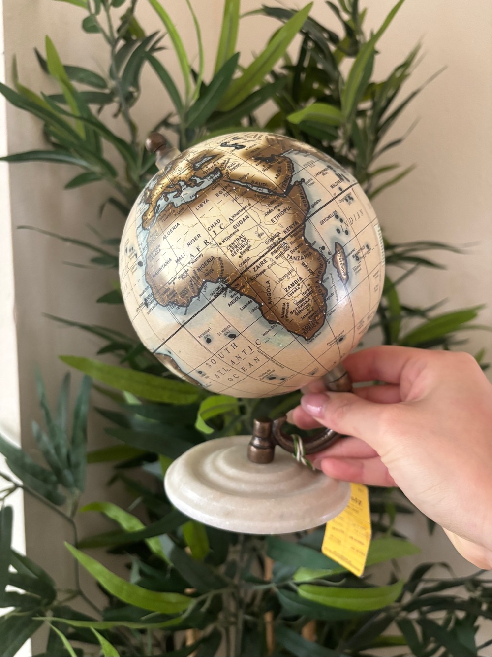 Antique-Style Decorative Globe in Cream and Gold